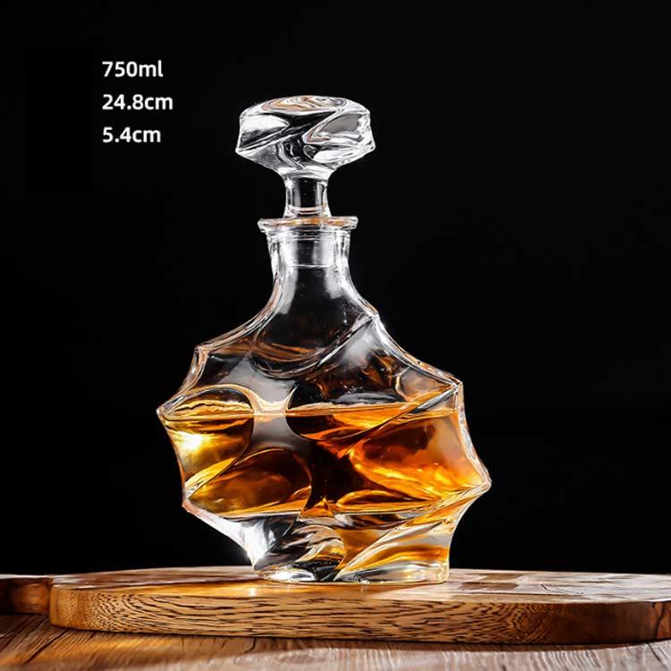 ガラス 蓋付き 彫刻入り ウイスキーデカンタ デキャンタ ワインボトル