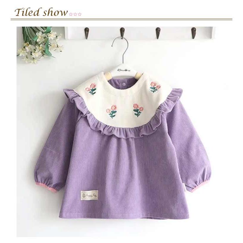 刺繍 スモック 長袖スモック お食事 砂遊び ベビースモック お砂場着