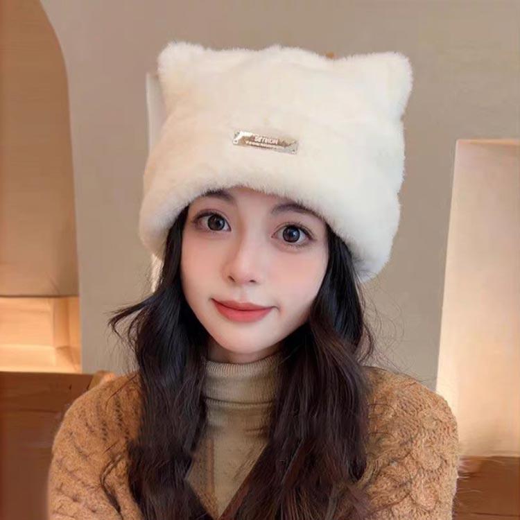 ねこ耳 キャップ レディース ニットキャップ ねこみみ ファー帽子 韓国
