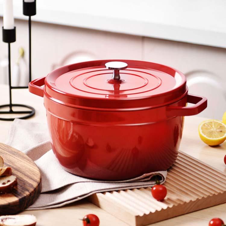 深鍋 ホーロー ホーロー鍋 両手鍋 蓋付き ガス火対応 深型 鉄鋳物 24cm