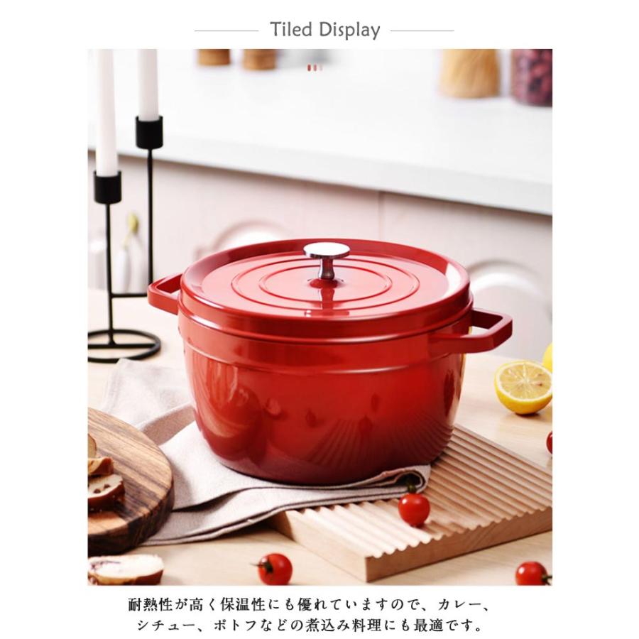 深鍋 ホーロー ホーロー鍋 両手鍋 蓋付き ガス火対応 深型 鉄鋳物 24cm