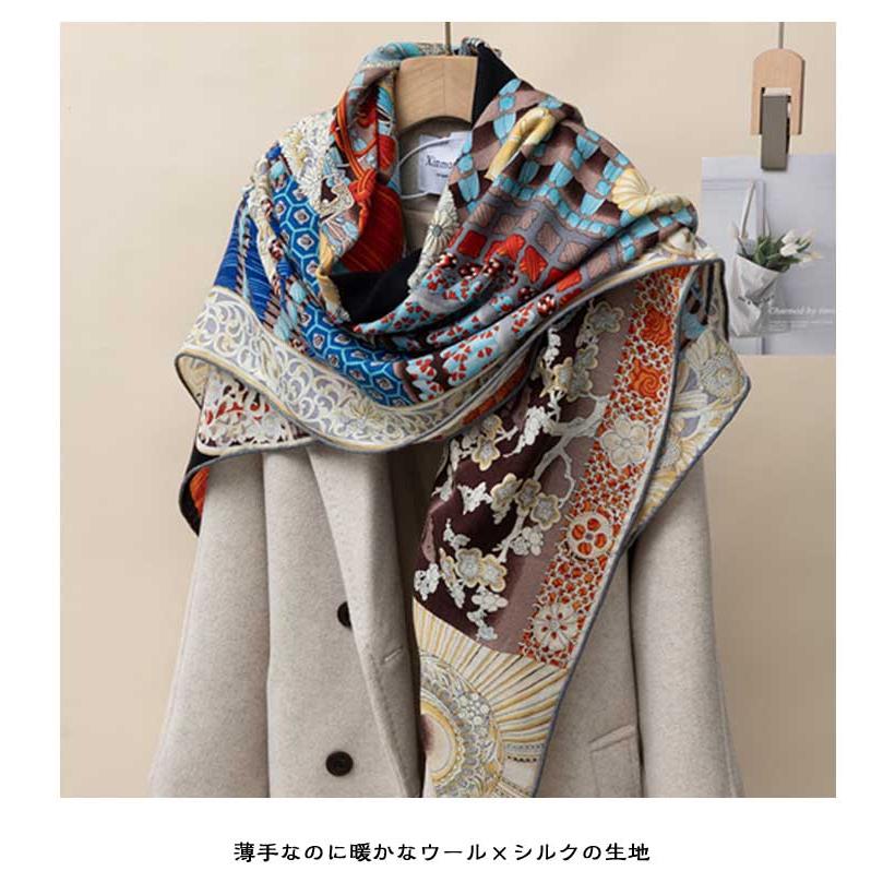 ストール 春夏 レディース スカーフ 大人 秋冬 130×130cm ペイズリ柄