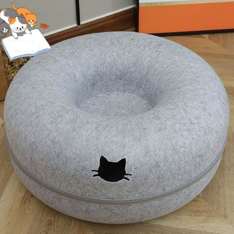 ドーナツ 猫用ベッド ねこ トンネル キャットハウス ドーム型