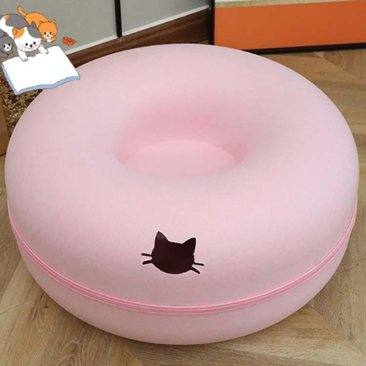ドーナツ 猫用ベッド ねこ トンネル キャットハウス ドーム型