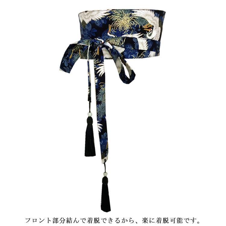 サッシュベルト 和風 和柄 着物 帯 太ベルト 鶴 和風ベルト おしゃれ