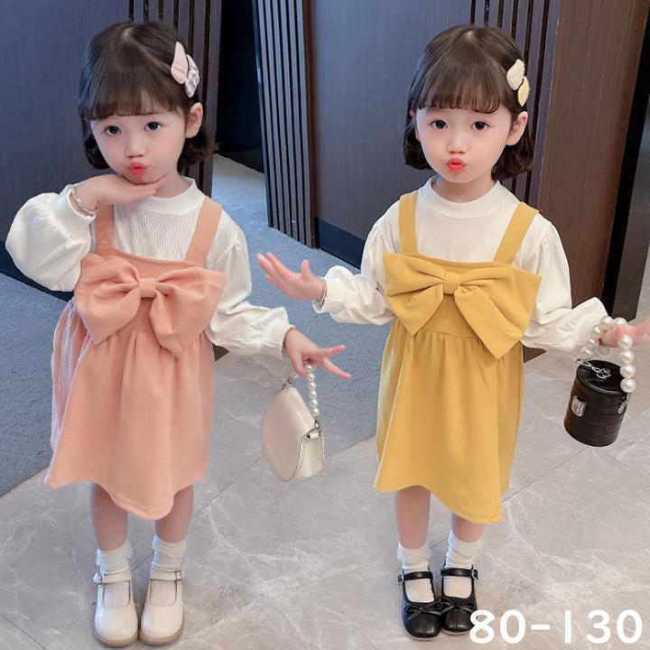 子供服 ワンピース 長袖 赤ちゃん リボン ベビーワンピース 韓国子供服 秋 春 女の子 80 90 100 110 120 130 キッズ 可愛い 誕生日 プレゼント セットアップ 【超ポイント祭?期間限定】 新品 bd 90 パープル バックリボン ワンピース レース チュール