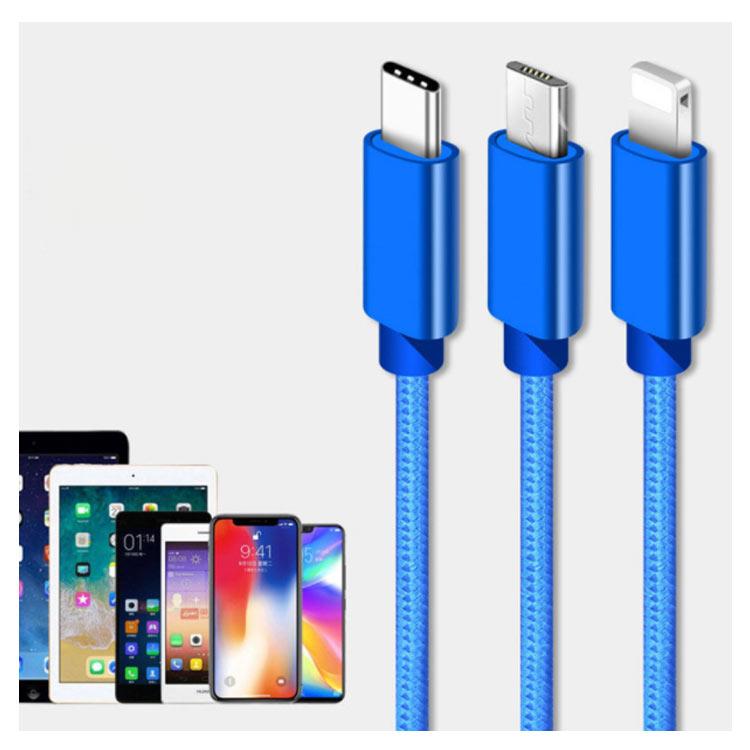 iPhone Micro USB Type-C 3in1 充電ケーブル ACアダプター 2点セット ケーブル長 1m 2m 3m アイフォン スマホ |  | 11