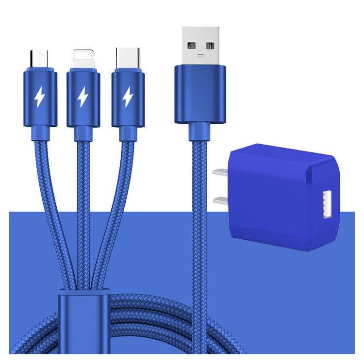 iPhone Micro USB Type-C 3in1 充電ケーブル ACアダプター 2点セット ケーブル長 1m 2m 3m アイフォン スマホ |  | 13