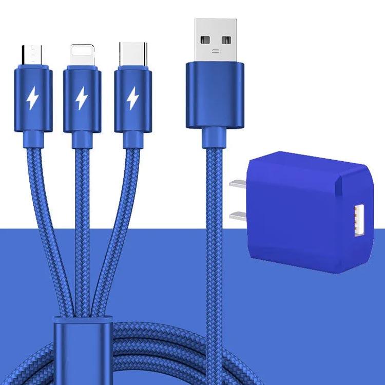 iPhone Micro USB Type-C 3in1 充電ケーブル ACアダプター 2点セット ケーブル長 1m 2m 3m アイフォン スマホ |  | 02