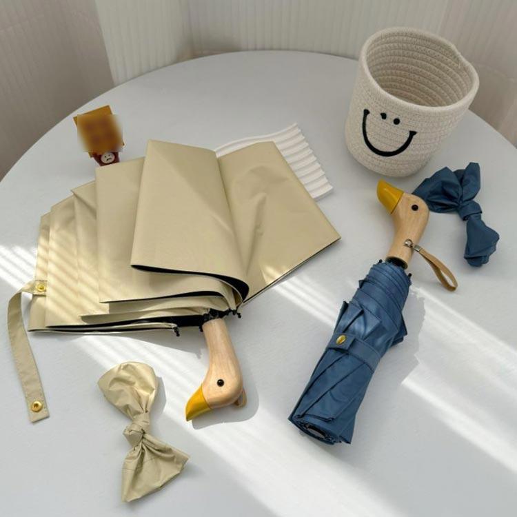 アヒル柄 折りたたみ傘 晴雨兼用 折り畳み傘 手動 UVカット 紫外線遮断