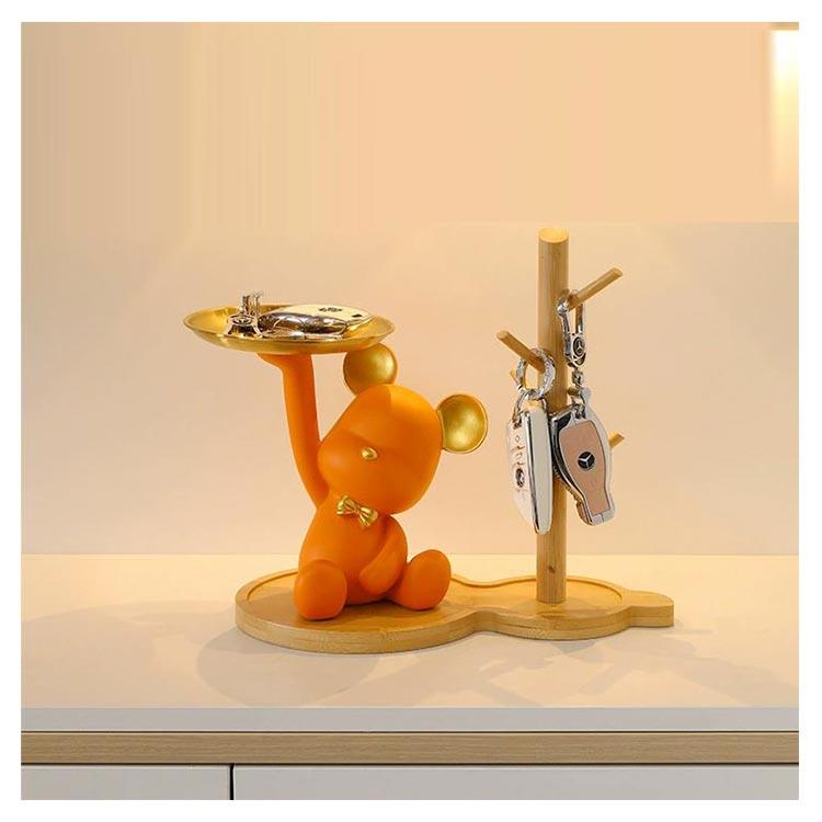 鍵掛け 置物 キーツリー 可愛い 鍵置き 熊 トレイ キースタンド