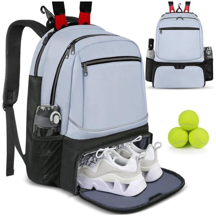 ラケット入れ付きリュック テニス リュック ラケットバッグ 大容量 ラケット2本収納可 テニスバッグ テニスバックパック