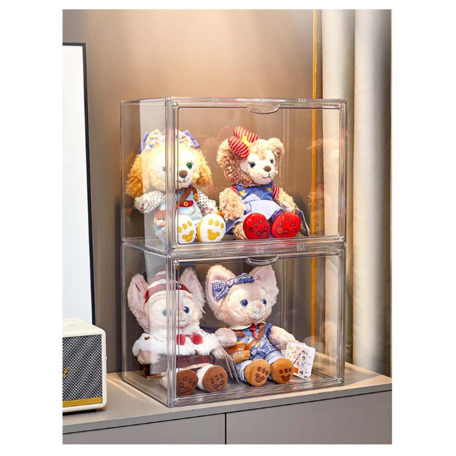 アクリル製ディスプレイケース 2個 ぬいぐるみ収納ケース 2個 透明 人形ケース ぬいぐるみケース