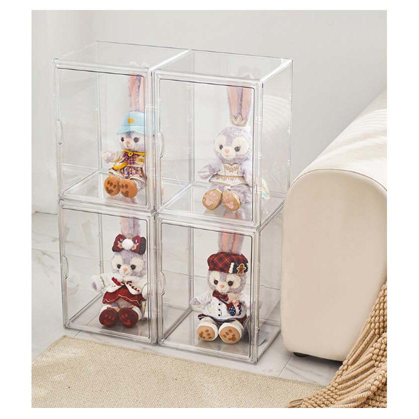 アクリル製ディスプレイケース 2個 アクリルケース W133×D82×H82mm 木製 アクリルディスプレイ