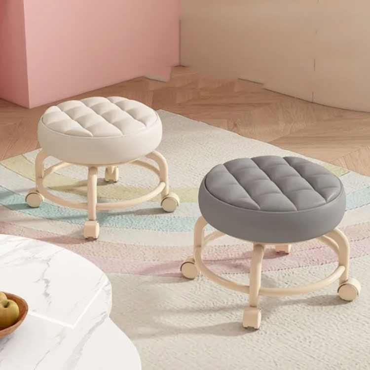 2個セット！ロースツール 丸椅子 作業椅子 キルティング キャスター