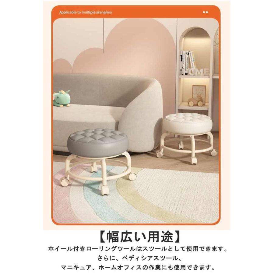 2個セット！ロースツール 丸椅子 作業椅子 キルティング キャスター