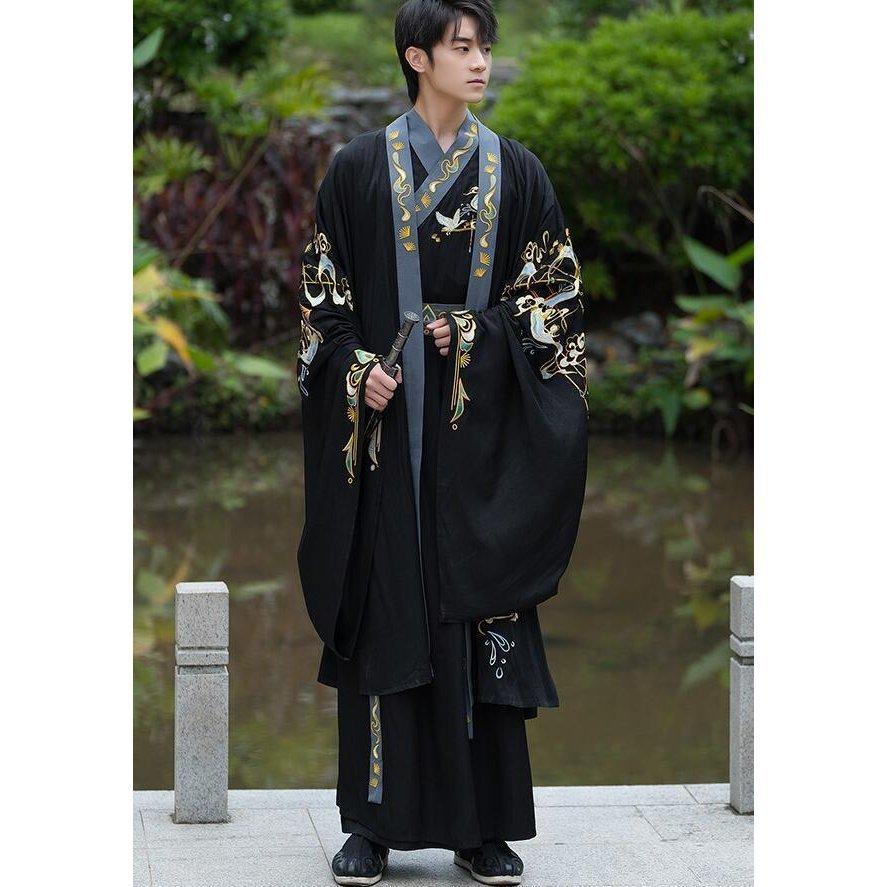漢服コスチューム コスプレ メンズ 男性用 チャイナ服 唐装 刺繍 3点
