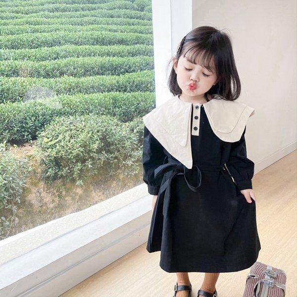 子供服 ワンピース キッズ 女の子 長袖ワンピース 綿 折り襟 春服 韓国子供服 子供ドレス Dress 子ども服 ベビー服 お姫様 おしゃれ 可愛い カジュアル 新品 激安ブランド
