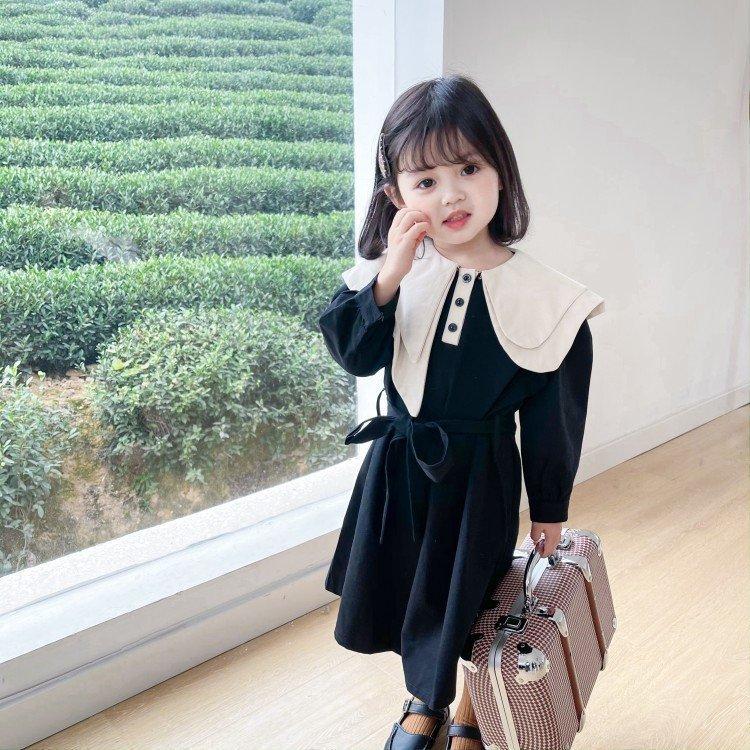 子供服 ワンピース キッズ 女の子 長袖ワンピース 綿 折り襟 春服 韓国子供服 子供ドレス Dress 子ども服 ベビー服 お姫様 おしゃれ 可愛い カジュアル 新品 在庫処分大特価