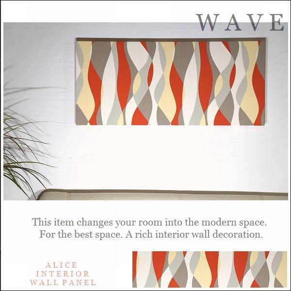 ファブリックパネル アートパネル アリス N5-WAVE 90×40cm オレンジ