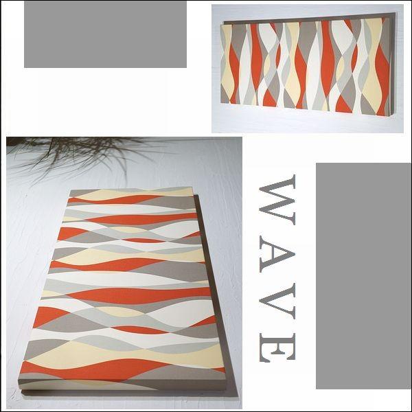 ファブリックパネル アートパネル アリス N5-WAVE 90&times;40cm オレンジ ウェーブ  おしゃれ シンプル