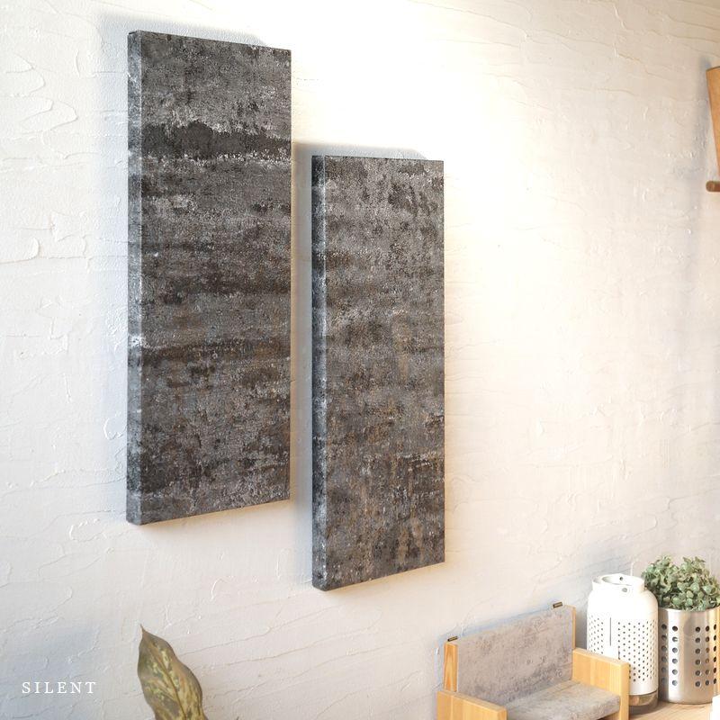 高級感 ホテルライク アートパネル SILENT 2枚セット 黒×グレー 50