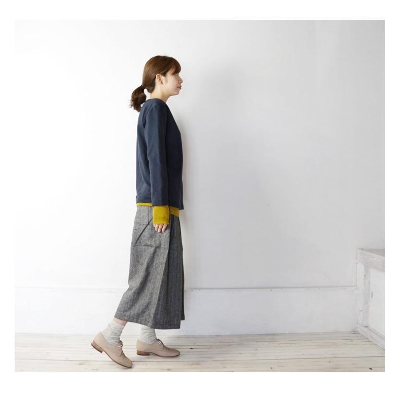 ウールガウチョパンツ ワイドパンツ 秋冬 ヘリンボーン ボトムス 起毛