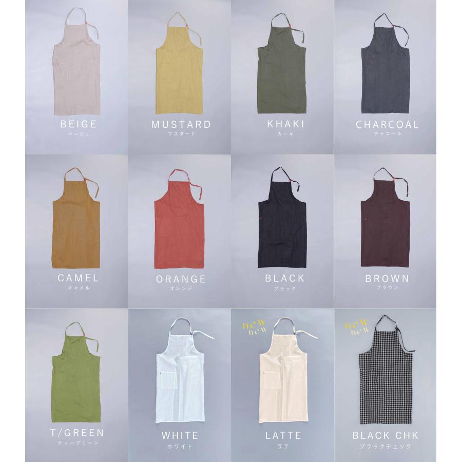 リネン 無地 エプロン 麻100% オールシーズン : リネンコットン