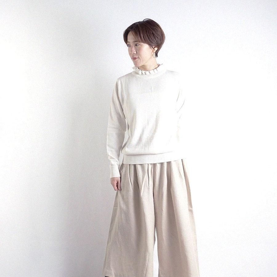 綿 フリルニット フリル衿ニット スタンドカラーニット セーター長袖 長袖ニット コットン ハイネック フリル ニット セーター | Lilou | 11