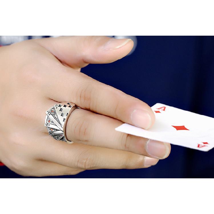 無料サンプルOK 72トランプリング フリーサイズ ロイヤルストレートフラッシュ ポーカー 指輪