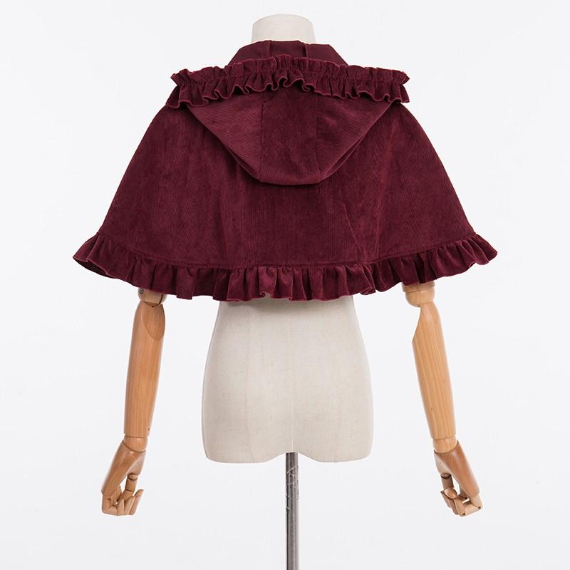 ロリータ ポンチョ マントコート オリジナル フード付き ショート丈 杏 赤 黒 ３色 かわいい 秋 冬 A0031 Alice Doll 通販 Yahoo ショッピング