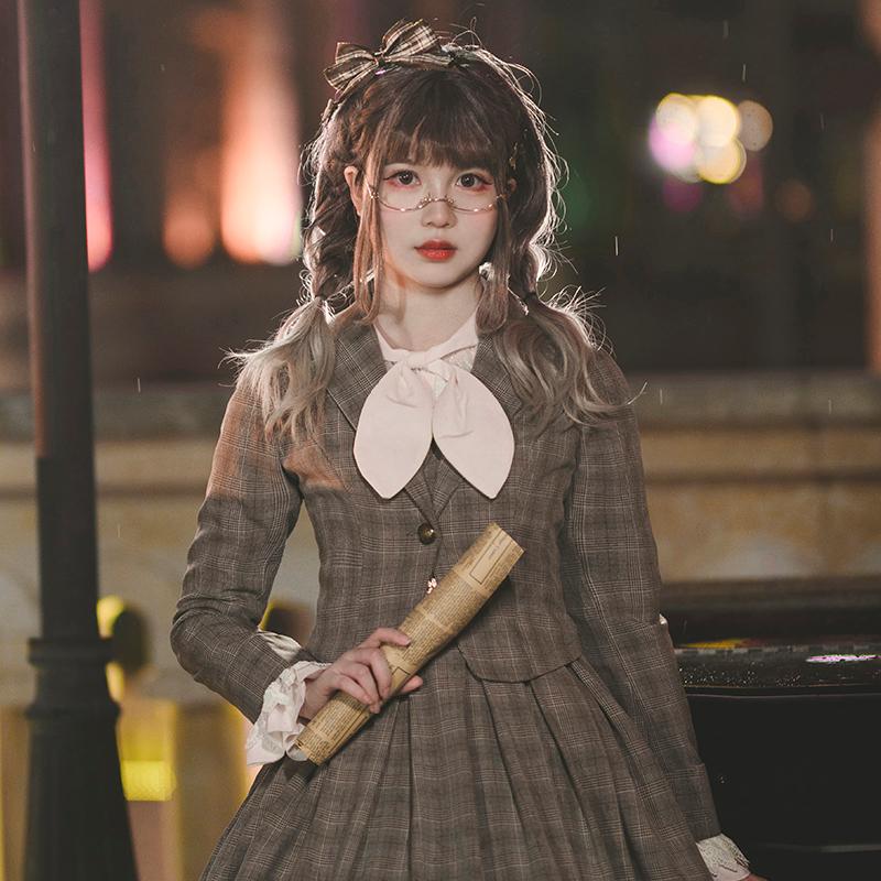 ゴスロリ クラロリ 学園風 制服 チェック柄 ジャケット ブレザー 