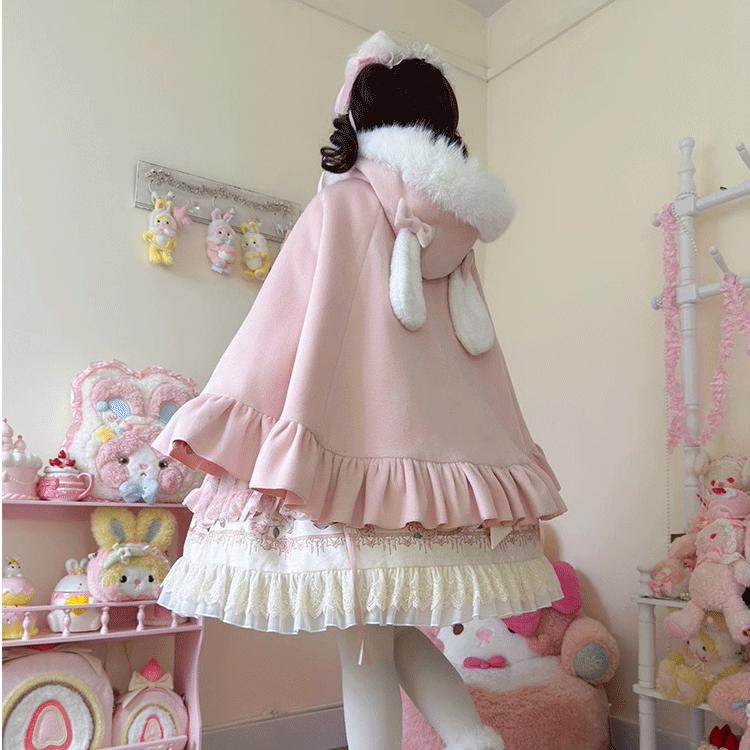 ロリータ 姫系 ケープコート マント ポンチョ コート アウター リボン