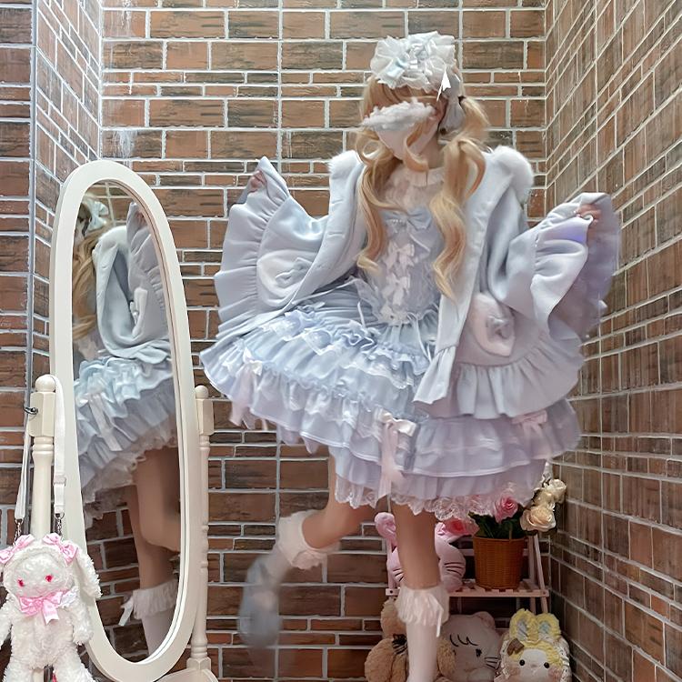 ロリータ 姫系 ケープコート マント ポンチョ コート アウター リボン