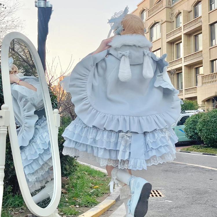 ロリータ 姫系 ケープコート マント ポンチョ コート アウター リボン