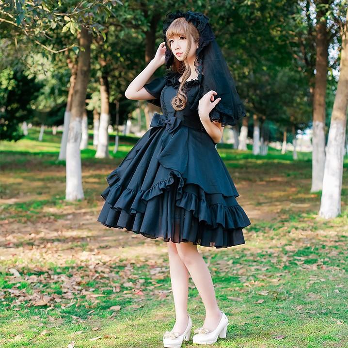 クーポン発行 主の書斎 姫袖 ワンピース ドレス ボンネット ロリータ ロリィタ 黒 青 期間限定開催 Www Eatforhealth Gr