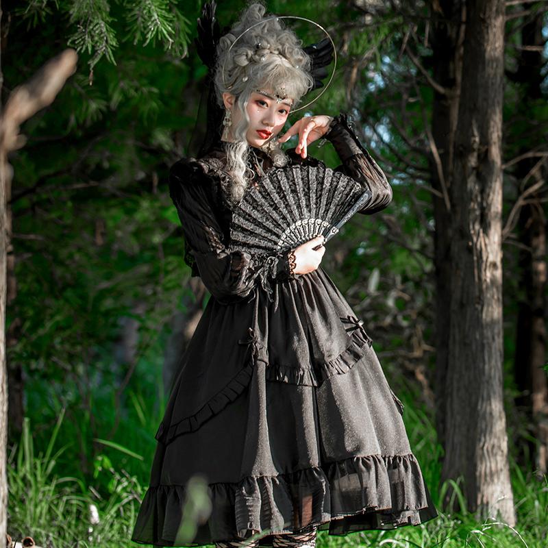 市場 黒個性的春夏ゴスロリワンピース レディースフリルレース コスプレ ロリィタ ロリータ 半袖op ウェディングドレス日常服ゴスロリワンピース人形師 Lolita