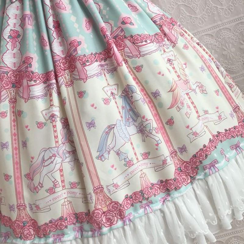 ワンピース ロリータ ロリィタ ドレス 春秋 花柄 バラ 薔薇 回転木馬