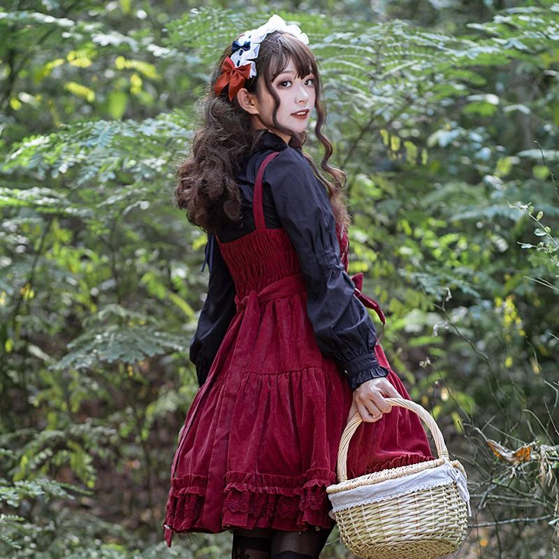 ワンピース ロリータ ゴスロリ ジャンパースカート 暖かい 杏 赤 黒 かわいい A Alice Doll 通販 Yahoo ショッピング