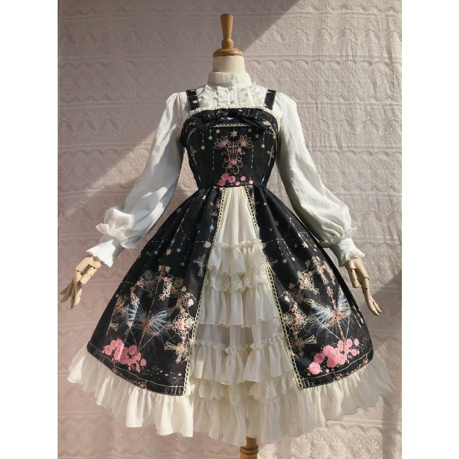 レース十字架ジャンパースカート（ブラック×ブルー） ccee15b43c8a111dbfa5d0c86f50fc