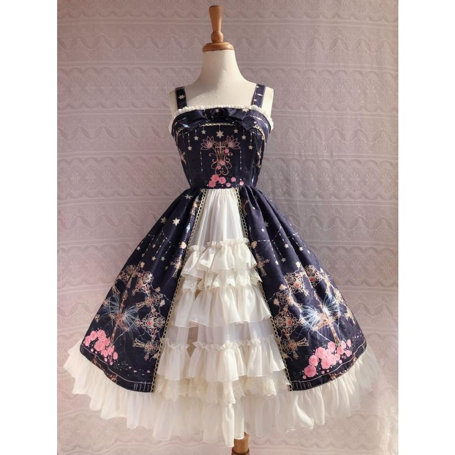 ワンピース ロリータ ジャンパースカート 冬 オリジナル 孔雀 十字架