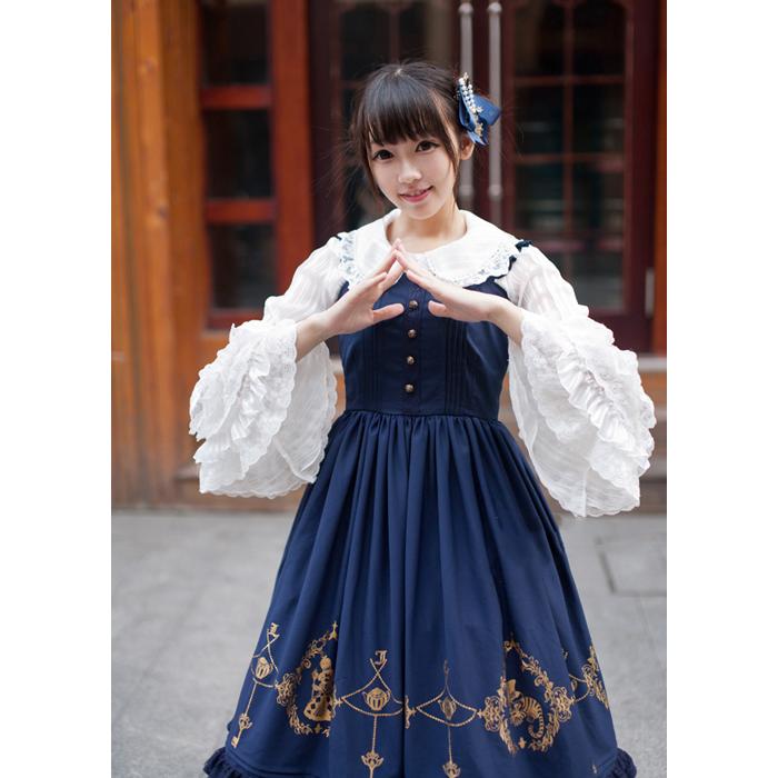 ロリータ ワンピース ジャンパースカート ロング 秋冬 ドレス 優雅