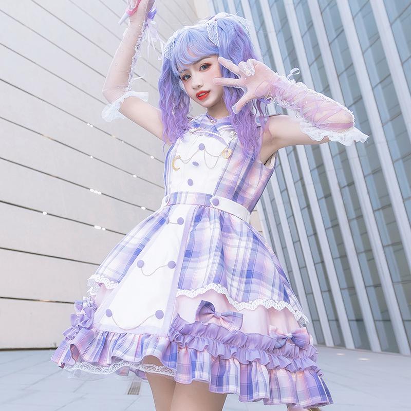 ロリータ ワンピース 4点セット フェミニン レディース 甘い アイドル コスチューム コスプレ 日常 衣装 チェック柄 A Alice Doll 通販 Yahoo ショッピング