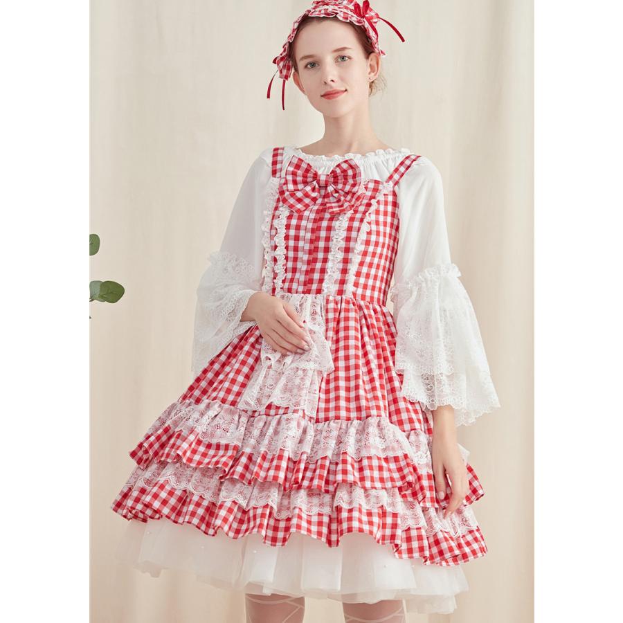 100 安心保証 赤 チェック ワンピース カチューシャ Crown ロリィタ ロリータ ゴスロリ 毎回完売 News Mcw Sa