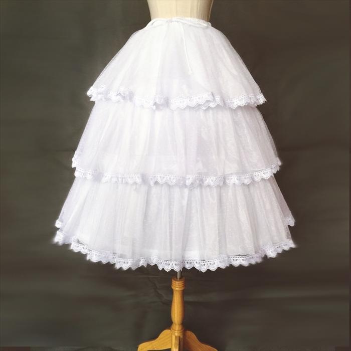 正規逆輸入品 パニエ45cm ホワイト 3段チュール フリル ボリューム ロリータ ドレス