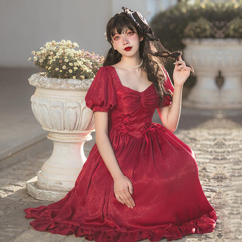 ロリータ ワンピース 半袖 レディース ドレス ゴスロリ 黒ロリ クラシック レトロ エレガント ロリィタ 黒 赤 豪華 セクシー A Alice Doll 通販 Yahoo ショッピング