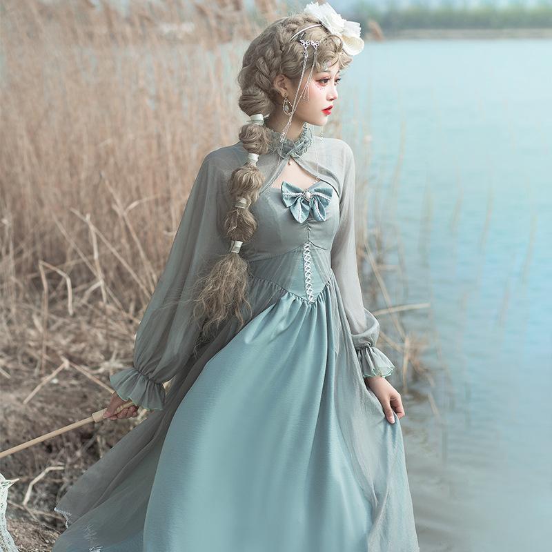 ドレス ワンピース ロリータ 3点セット レディース チュールワンピース ウェディングドレス ハイウエスト ゴスロリ Demo M