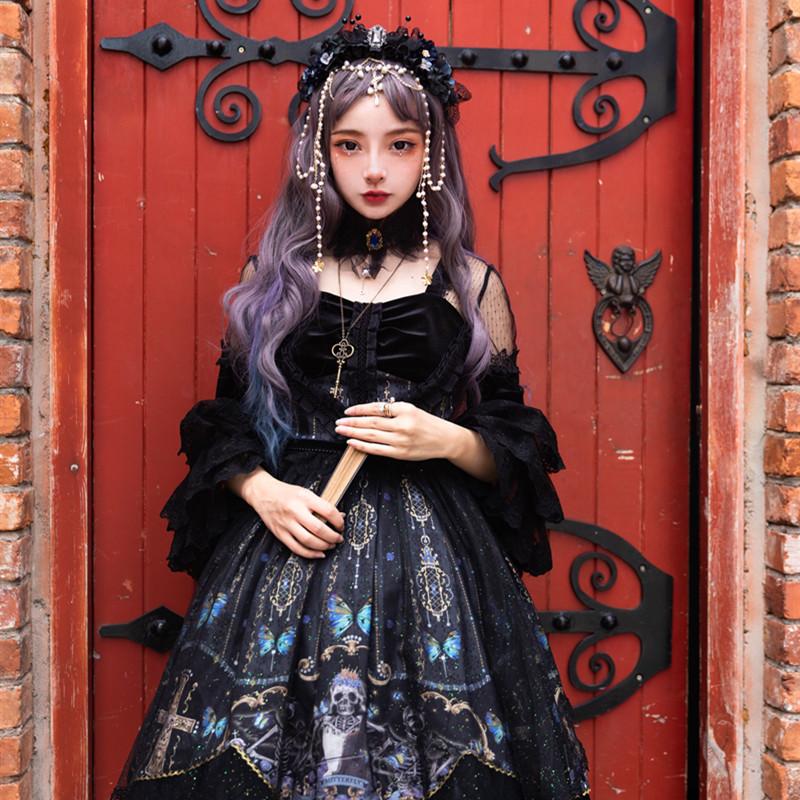 ロリータ ゴシック系 ワンピース コスチューム 黒ロリ ハロウィン 華やか 蝶 十字架 Lolita 豪華4点セット A Alice Doll 通販 Yahoo ショッピング