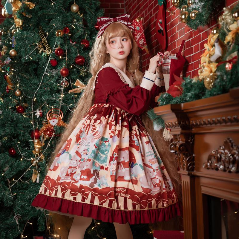 ロリータ Lolita ロリィタ ワンピース クリスマス 秋冬 甘ロリ スイート ゴスロリ かわいい ハイウエスト A Alice Doll 通販 Yahoo ショッピング