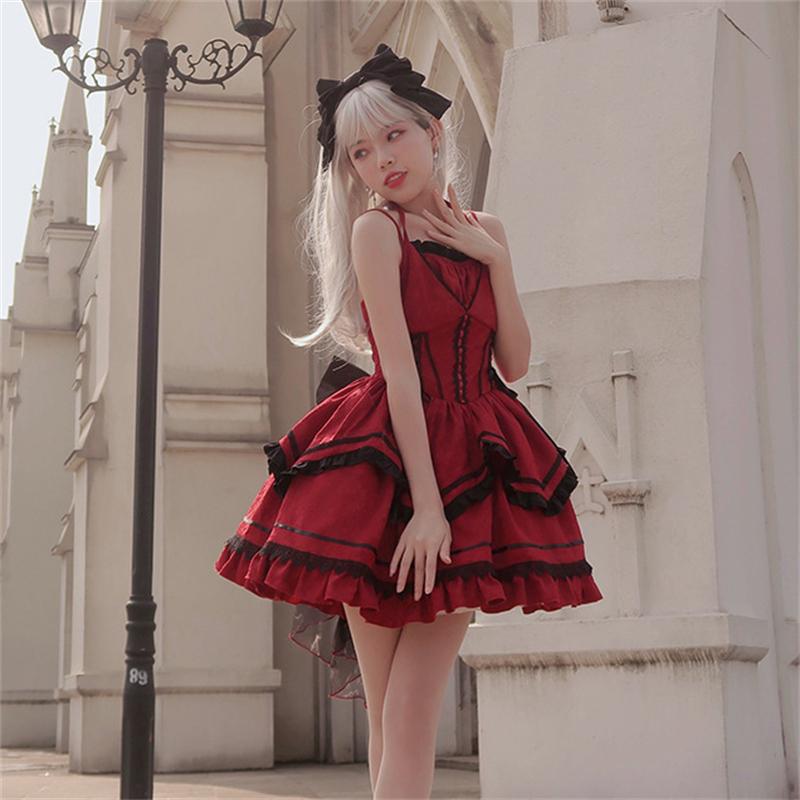 ワンピース Lolita ゴシック ロリータ 黒ロリ セクシー ミニ丈 ゴスロリ レース フリル 白黒赤 3カラー A Alice Doll 通販 Yahoo ショッピング